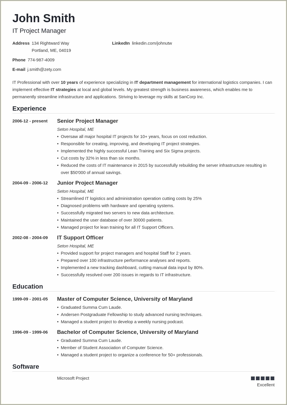 A Sample Of A Simple Resume
