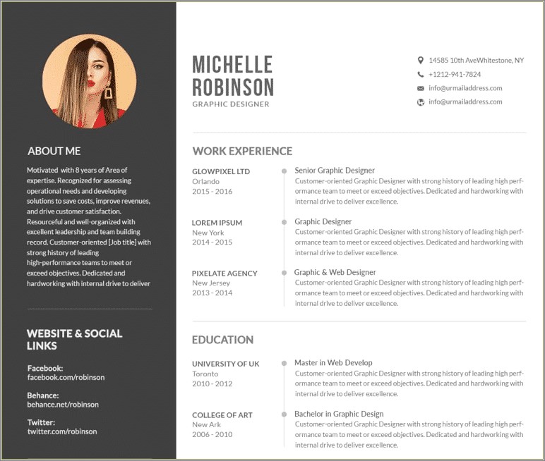 About Me Section Examples For Resume