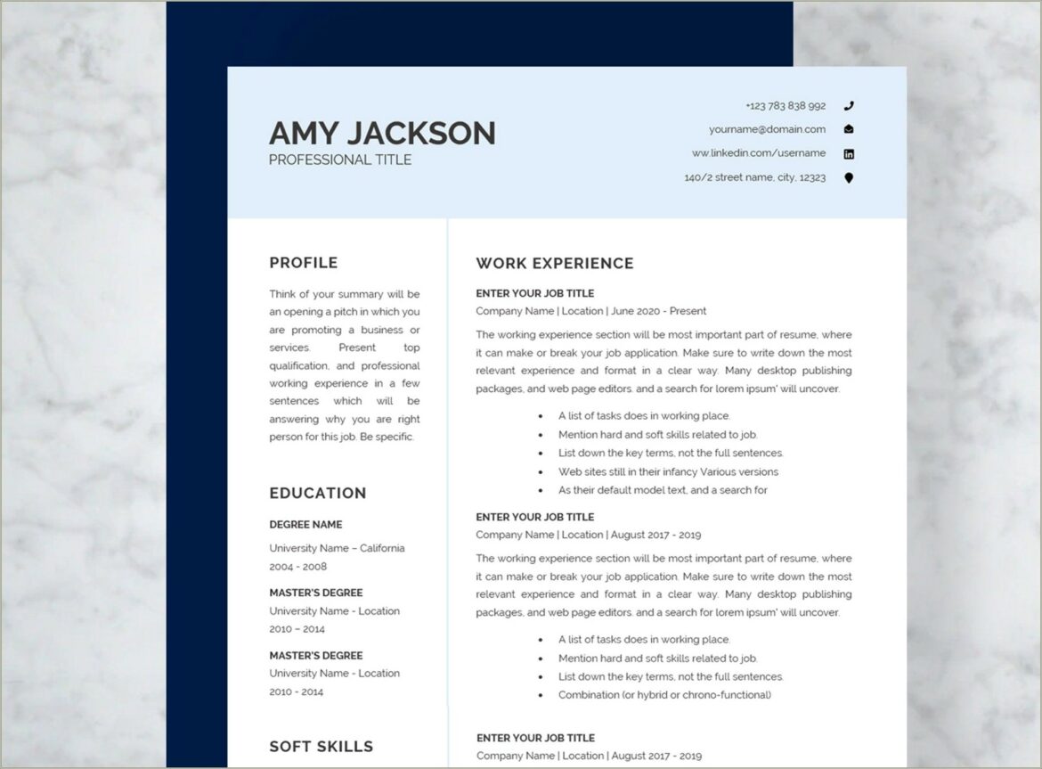 Academic Non Faculty Job Resume Template