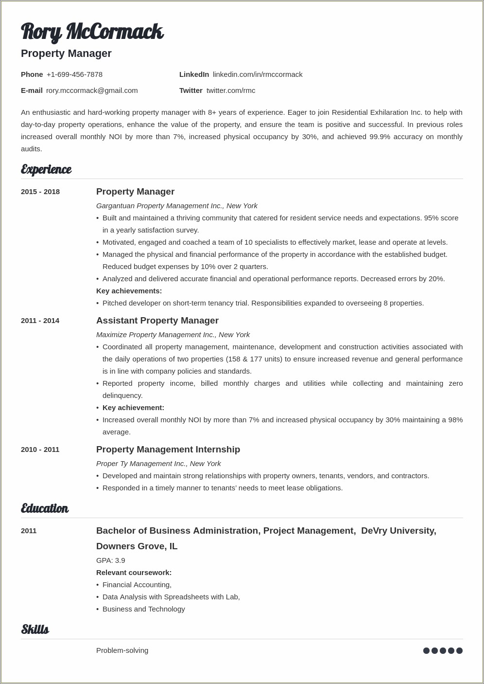 Account Executive In Property Management Resumes
