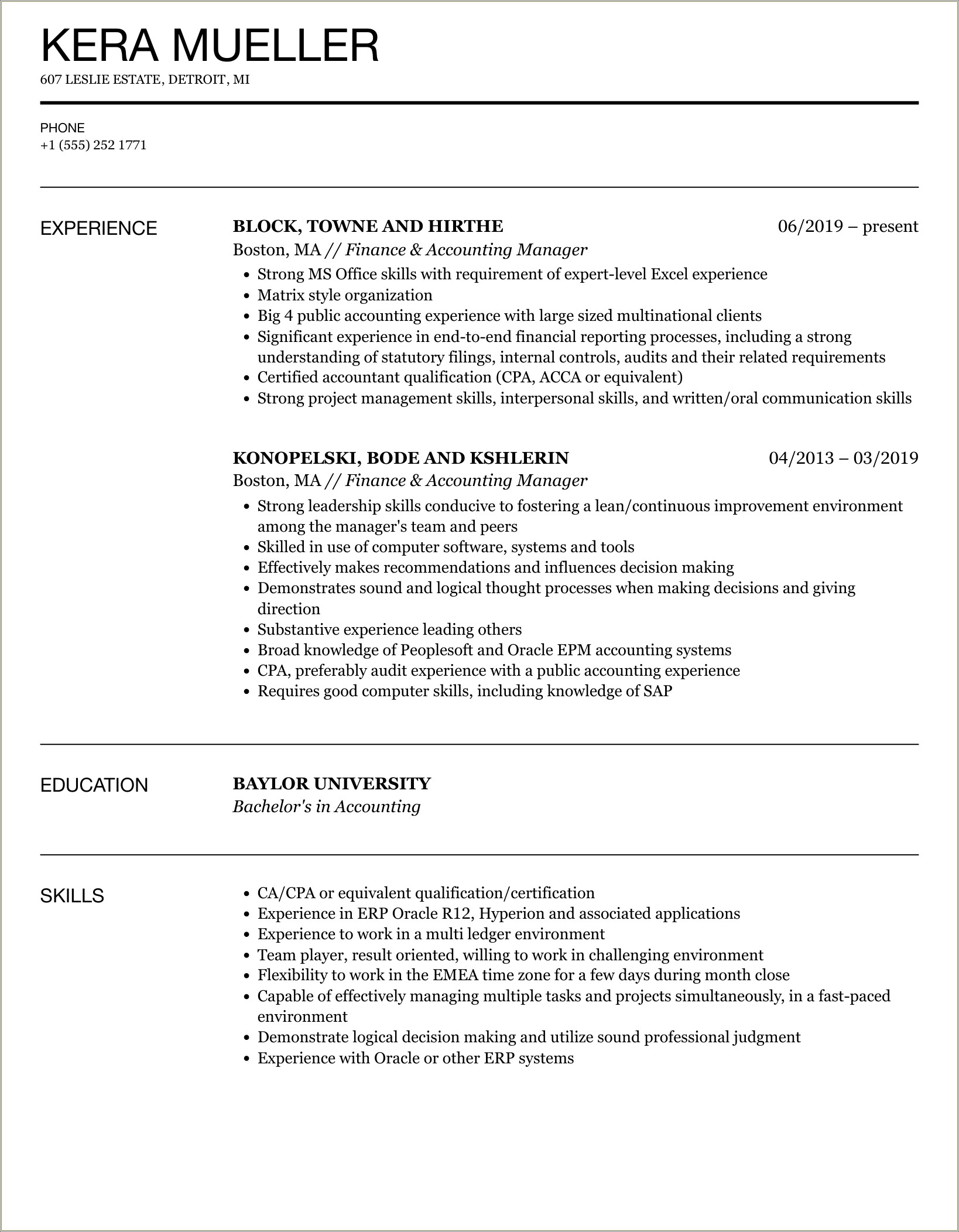 Account Manager Resume Sample In India