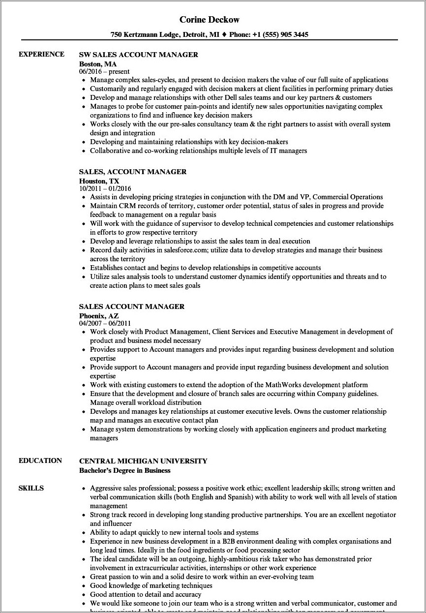 Account Manager Resume Sample Velvet Jobsvelvet Jobs