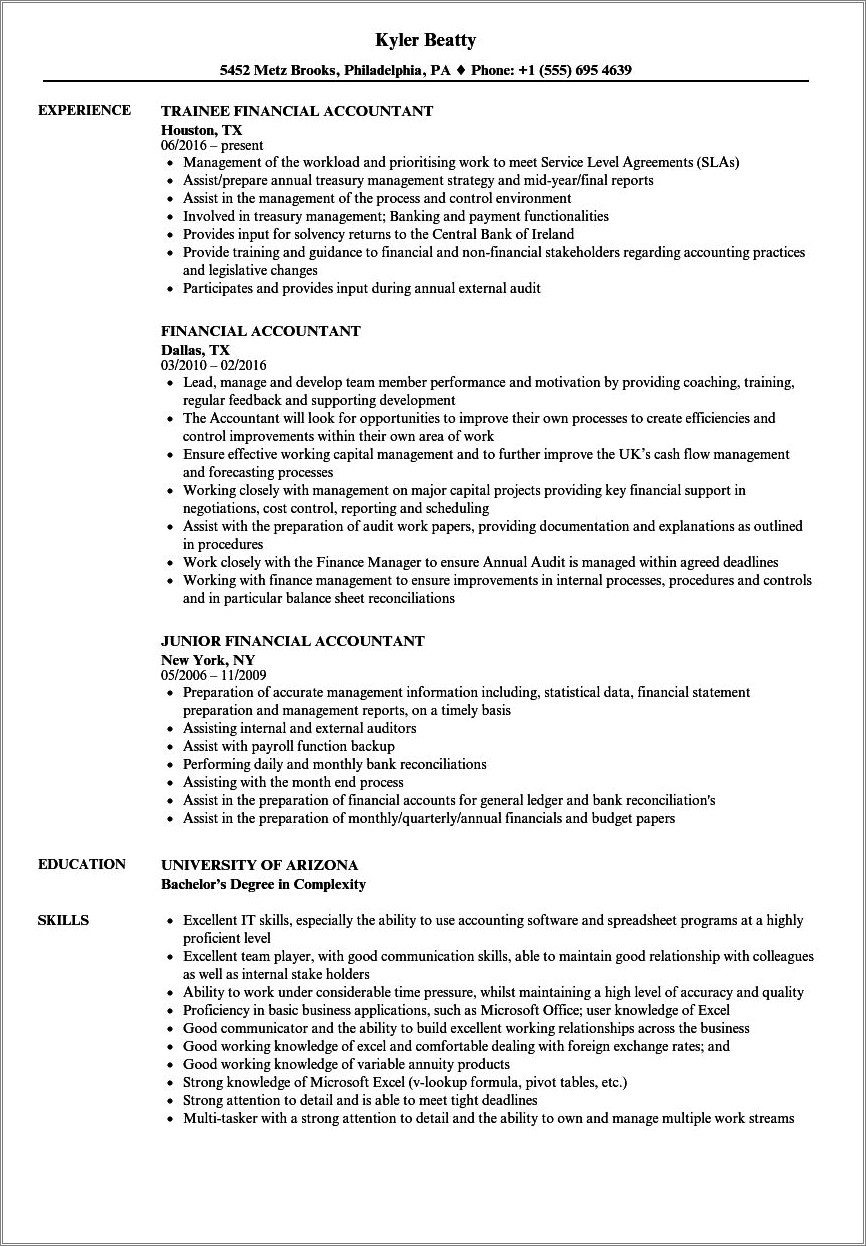 Accountant Summary Of Qualifications For Resume