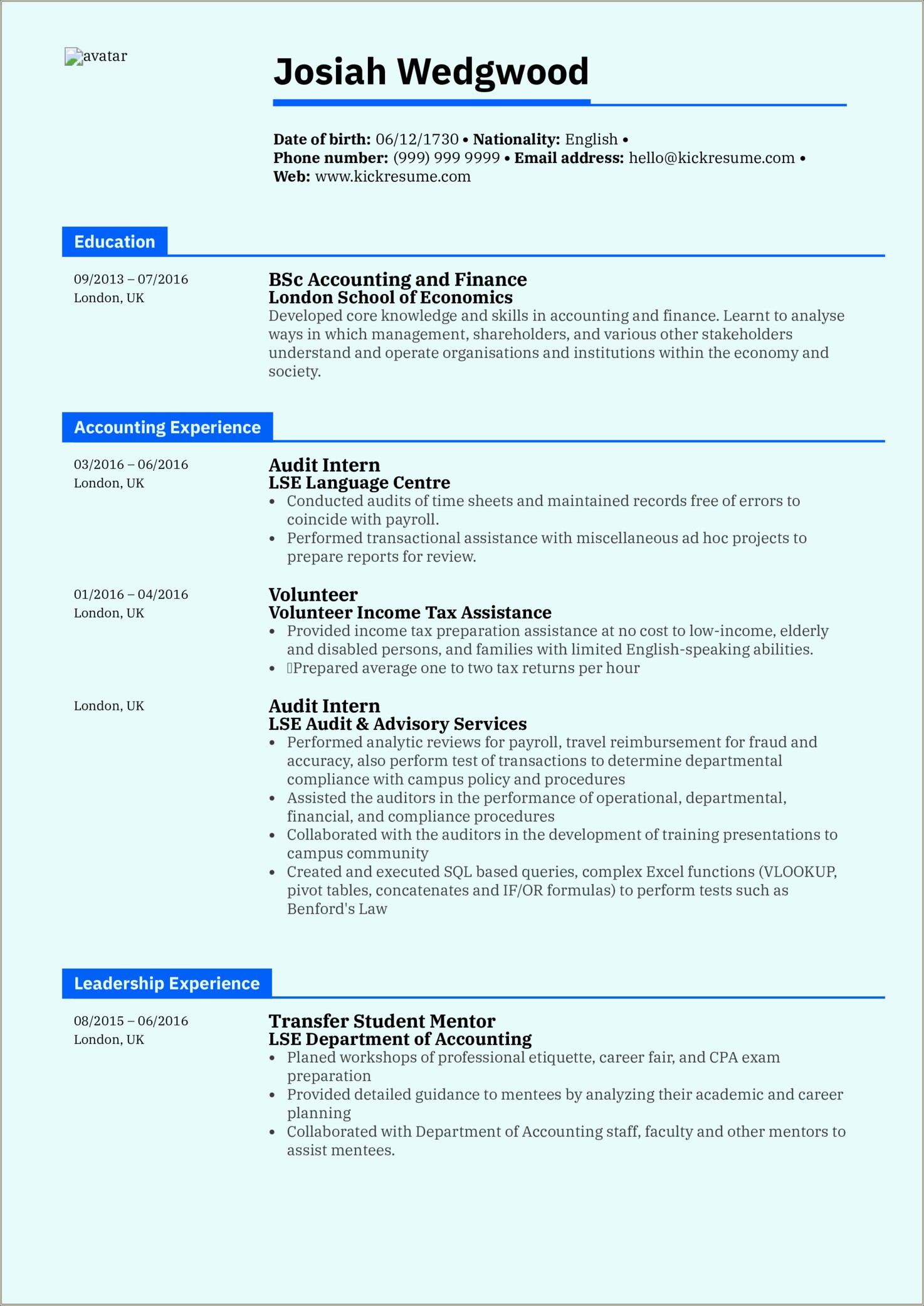 Accounting Resume Skills With No Work Experience