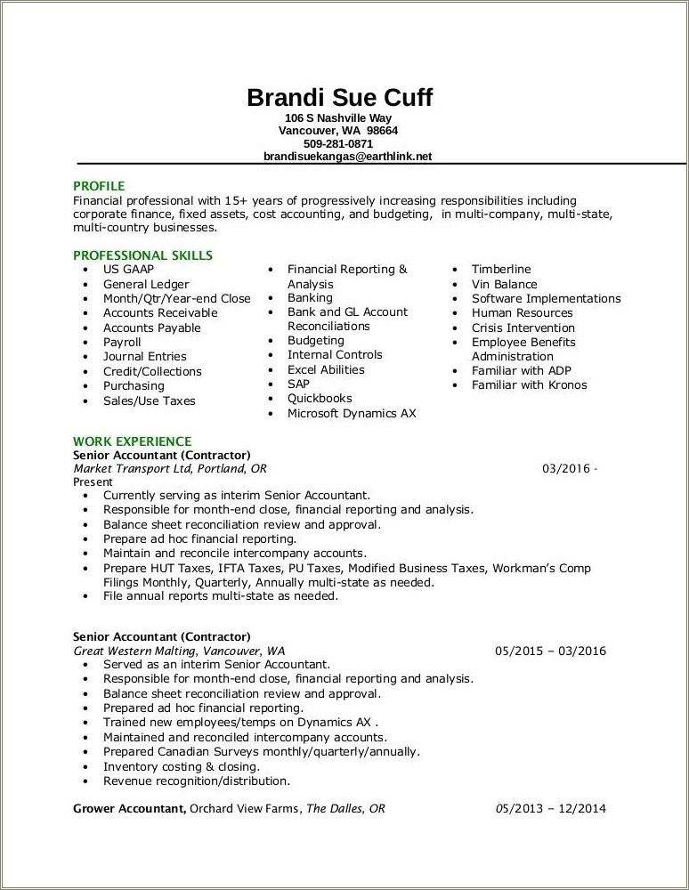 Accounts Receivable Resume Related Skills Gaap