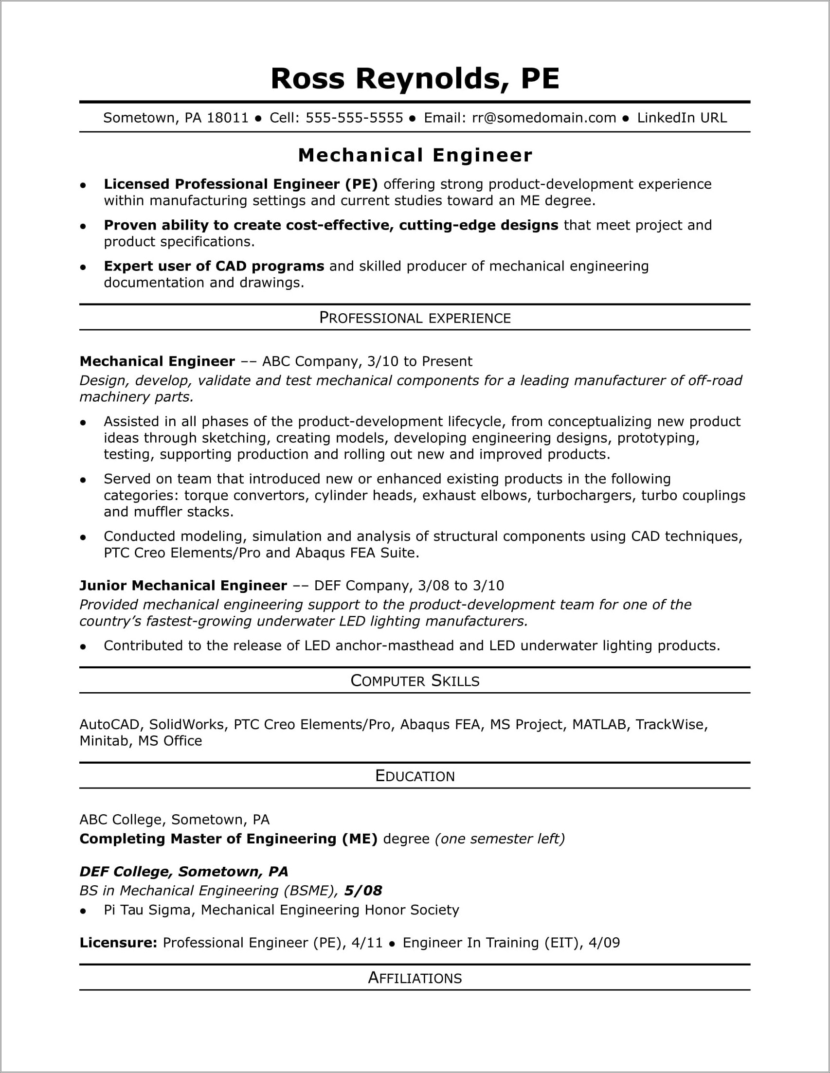 Action Words For Engineer Resume