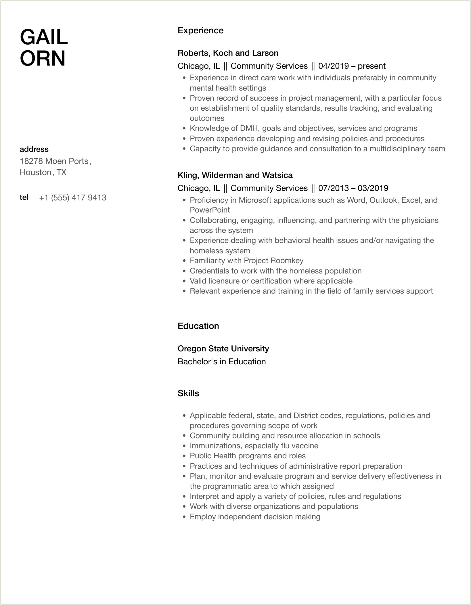 Active Words For Community Service Participation On Resume