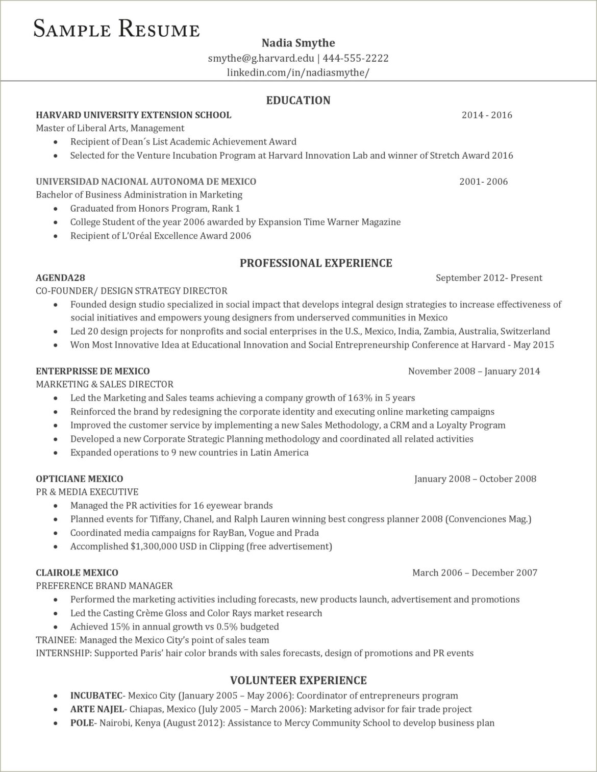 Activities And Honors On Resume Examples