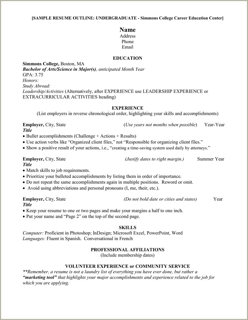 Activities And Honors To Put On A Resume