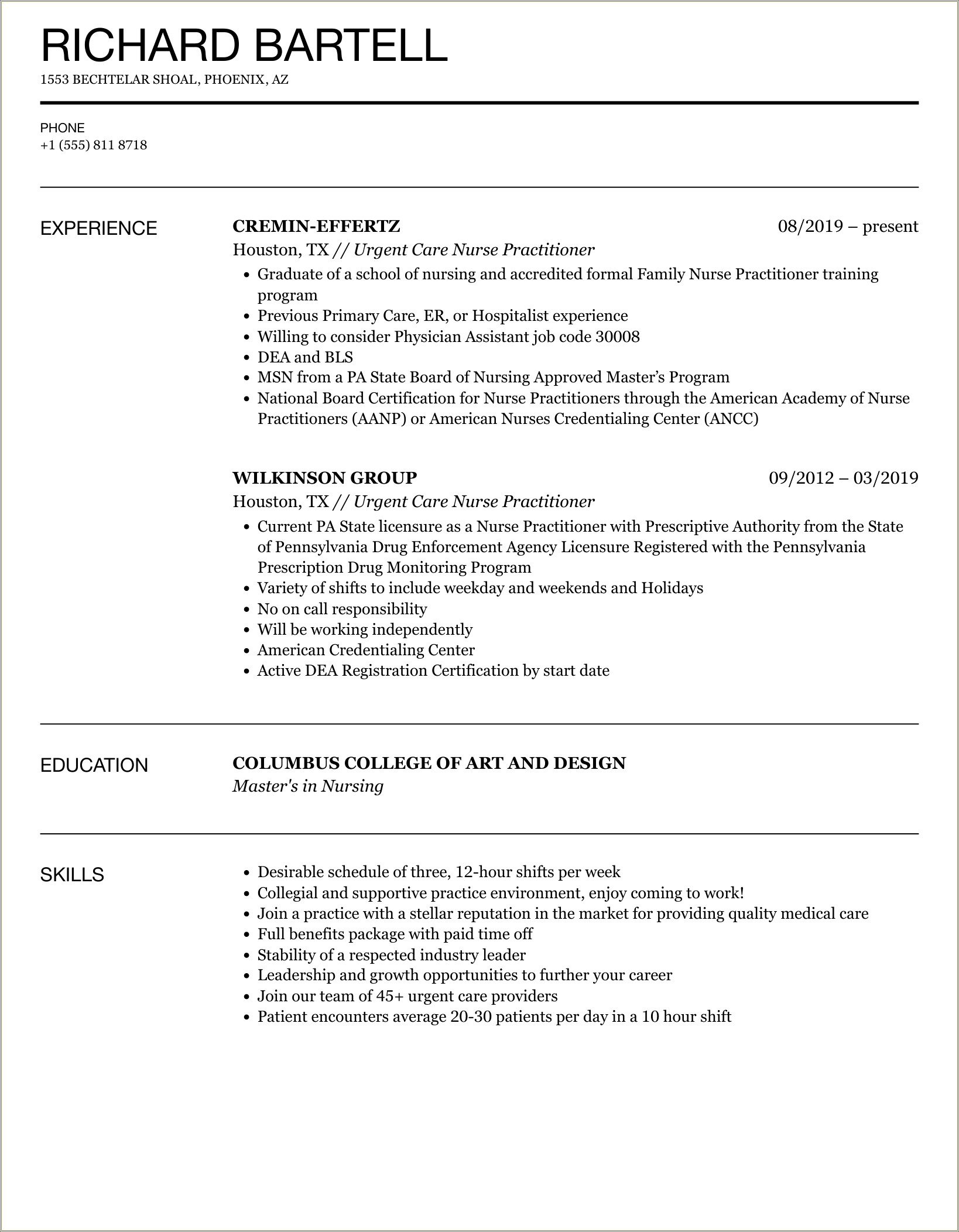 Acute Care Nurse Practitioner Resume Examples