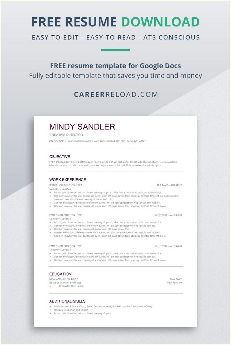 Addiional Resume Templates For Google Docs