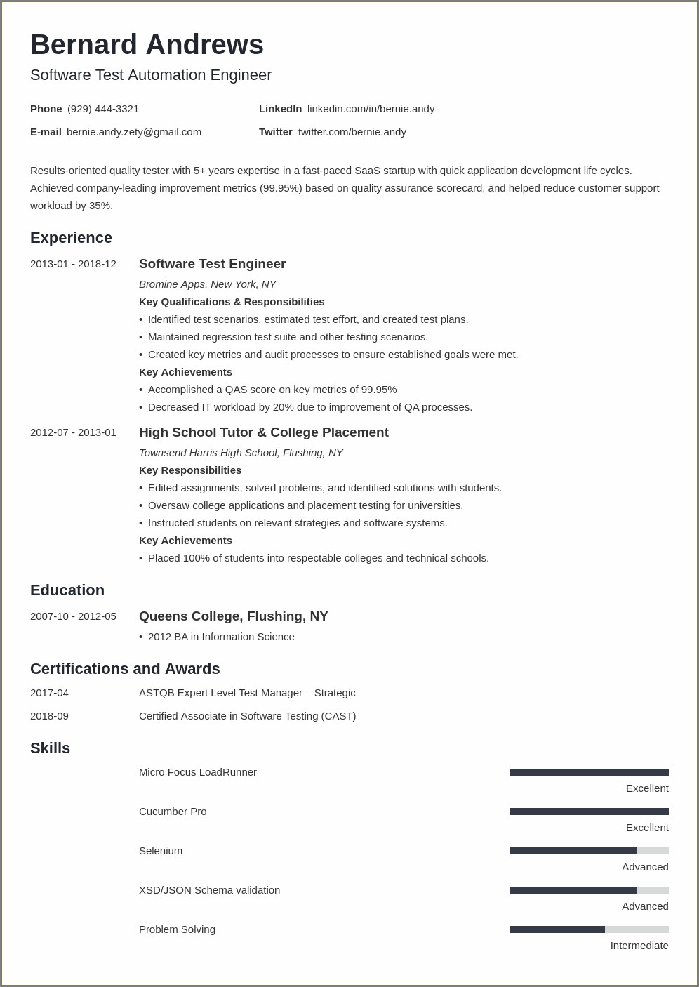 Adding Assessment Experience To A Resume