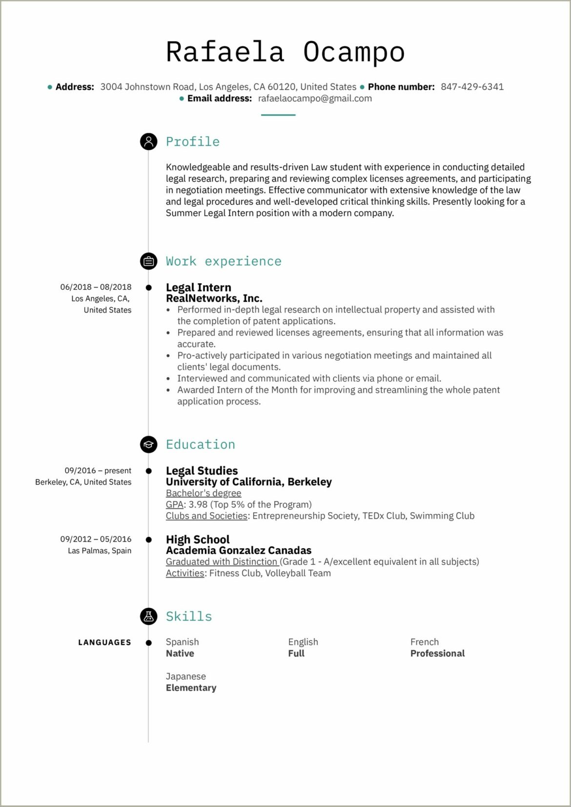 Adding Languages On Law School Resume