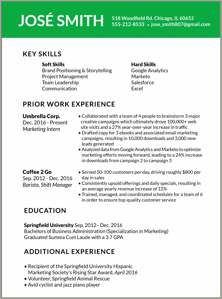 Adding Skills To Resume With No Job Experience