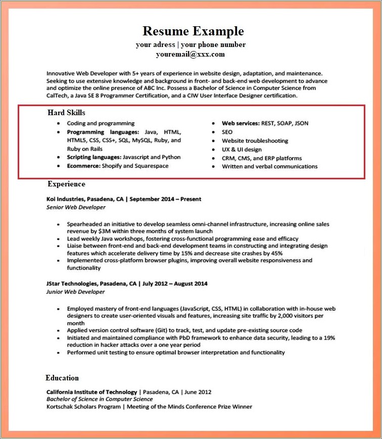 Additional Skills Section Of Resume Examples