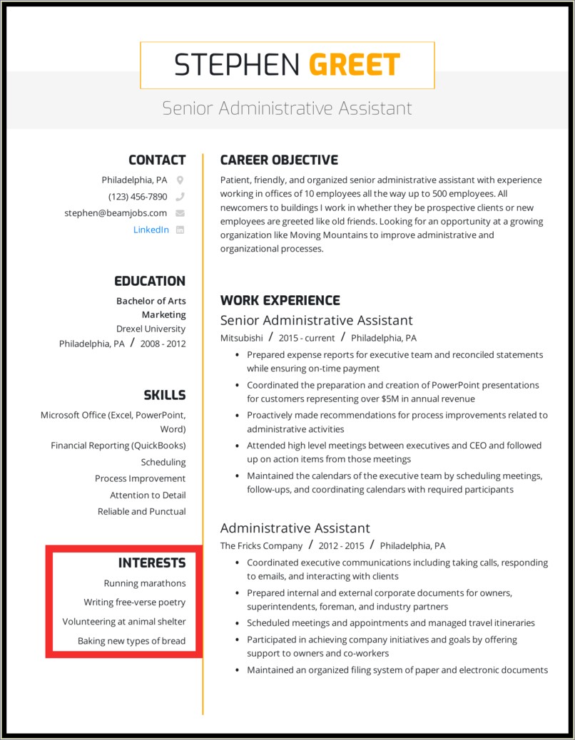 Additional Things To Put On Resume