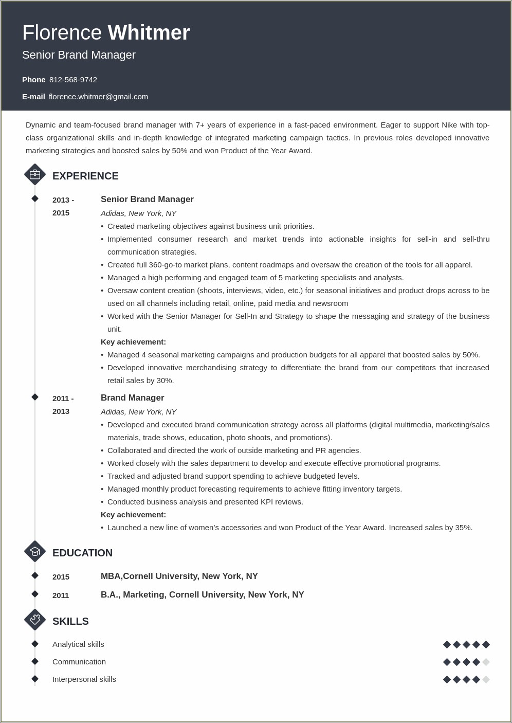 Adidas Retail Resume And Cover Letter