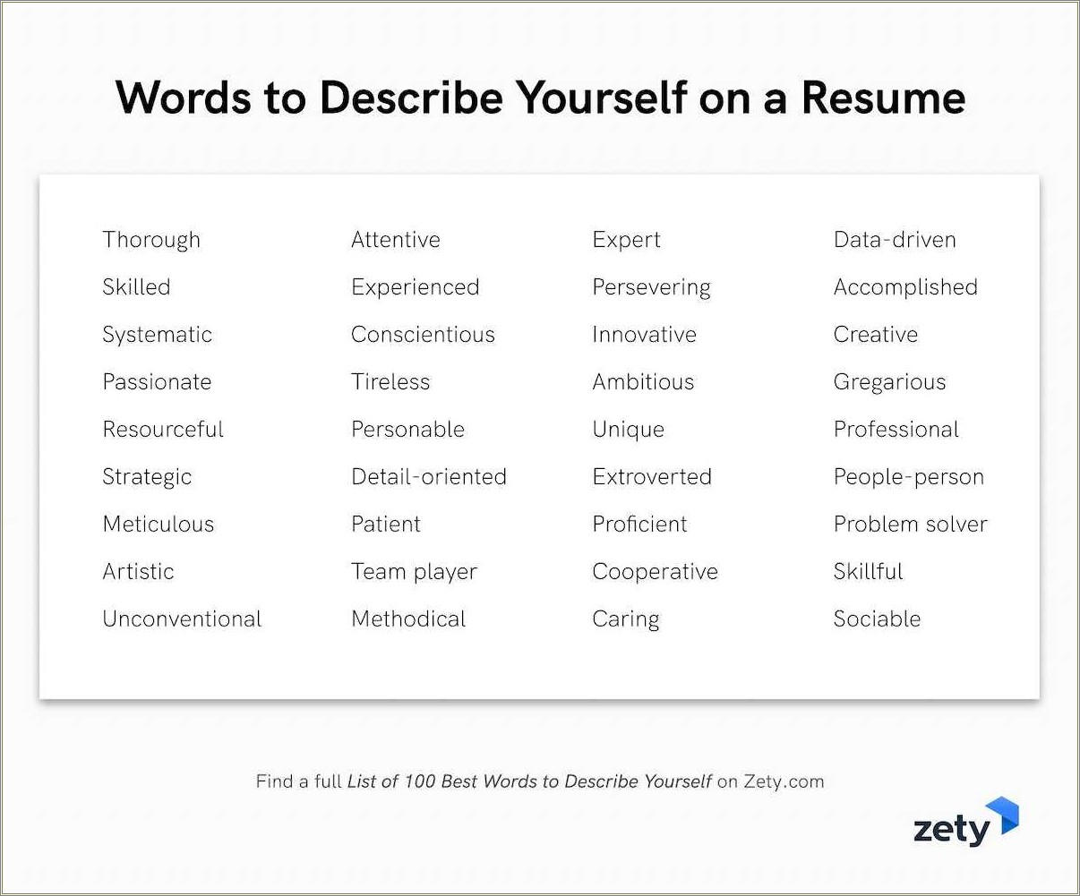 Adjectives To Describe Experience In Resume