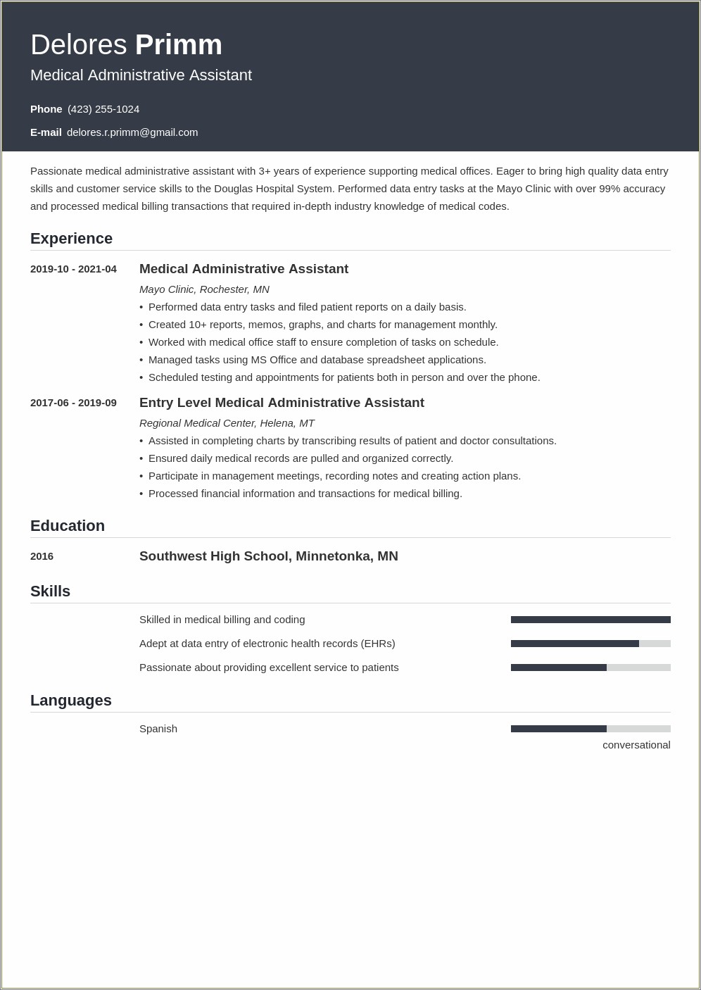 Admin Medical Assistant Job Description For Resume