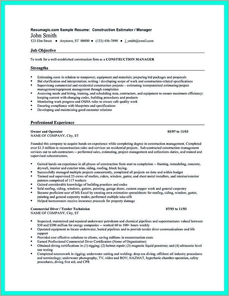 Administrative Assistant Description Construction Company Resume