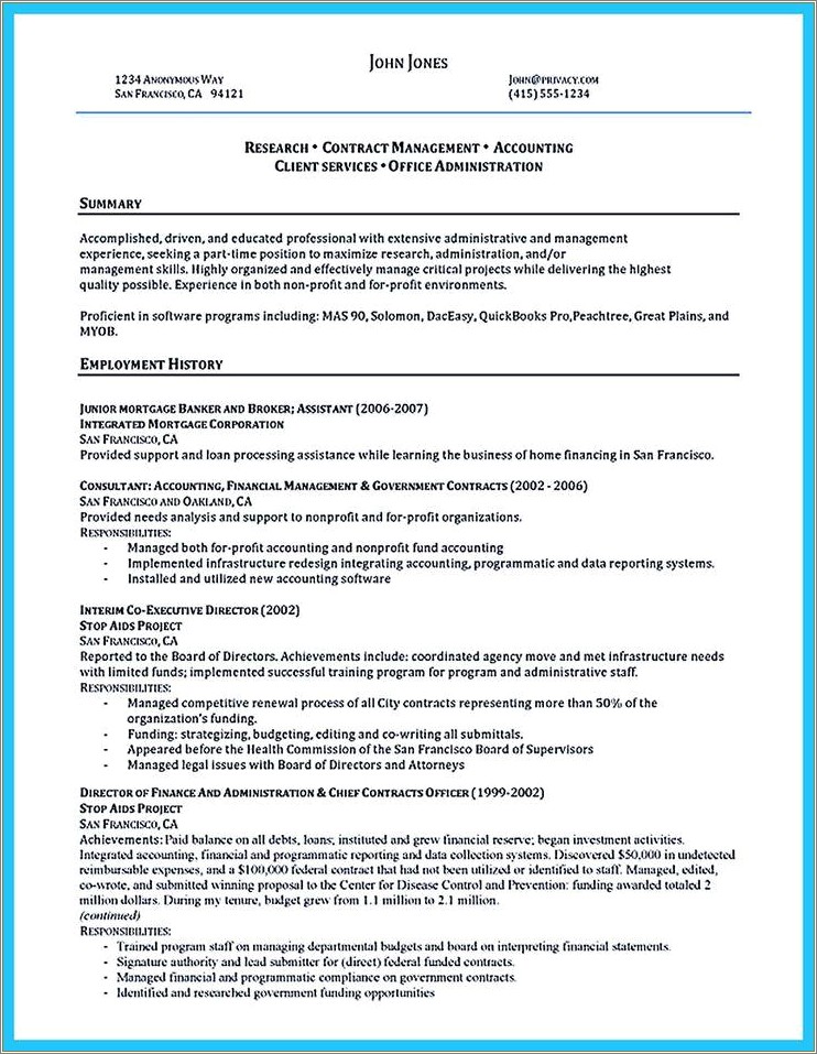 Administrative Assistant Non Profit Resume Summary