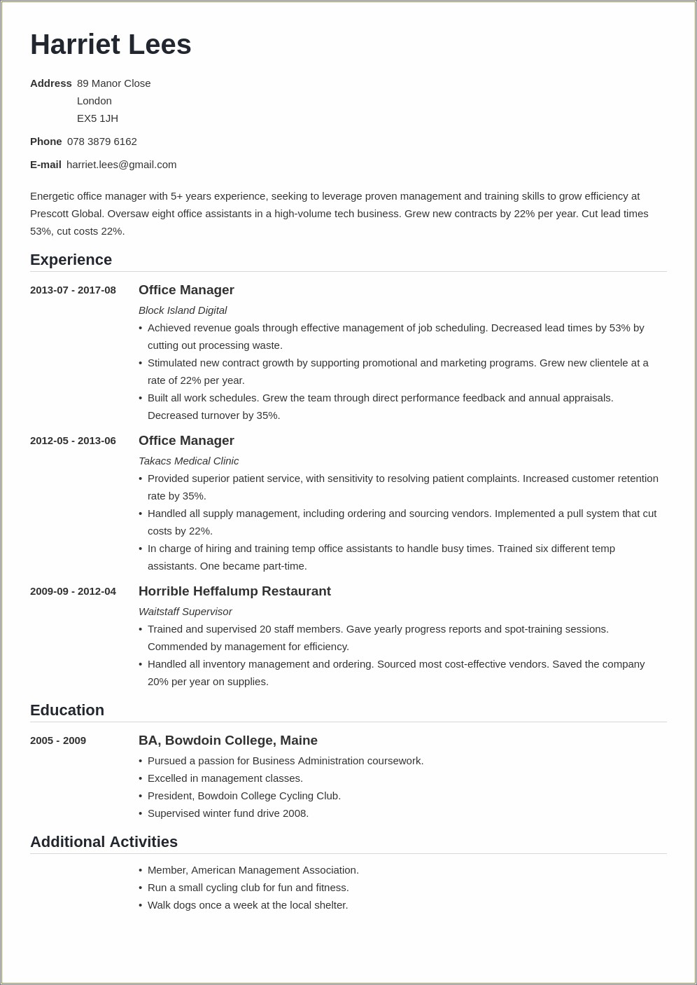 Administrative Assistant Office Manager Resume Professional Summary