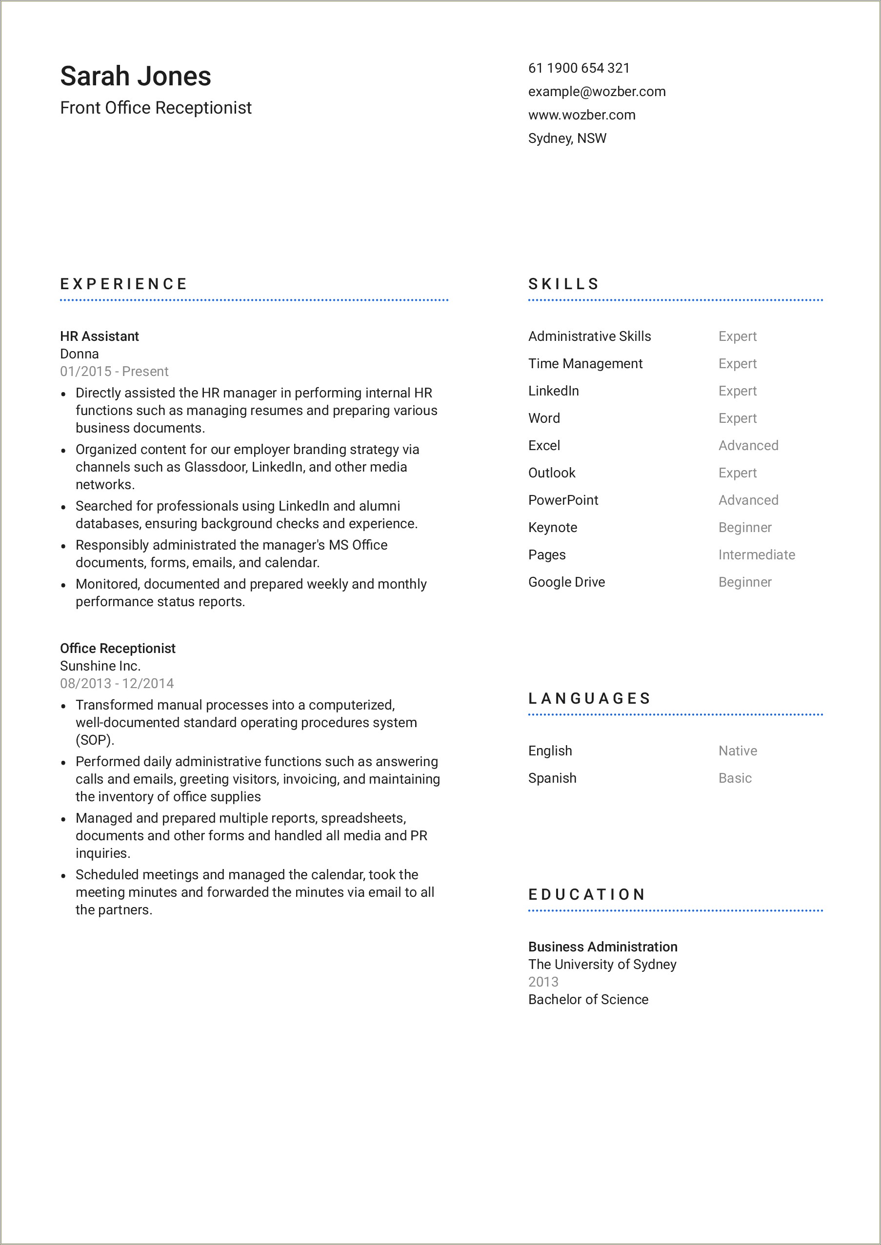 Administrative Assistant Resume For Job Promotion