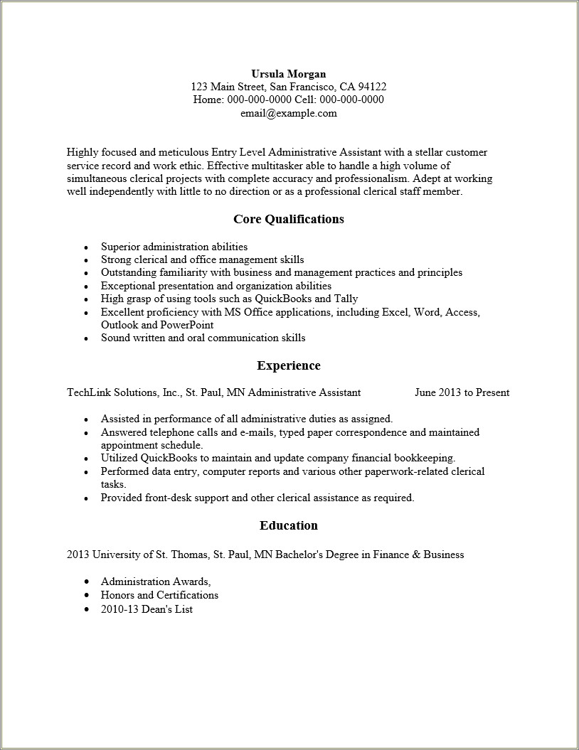 Administrative Assistant Skills List On Resume