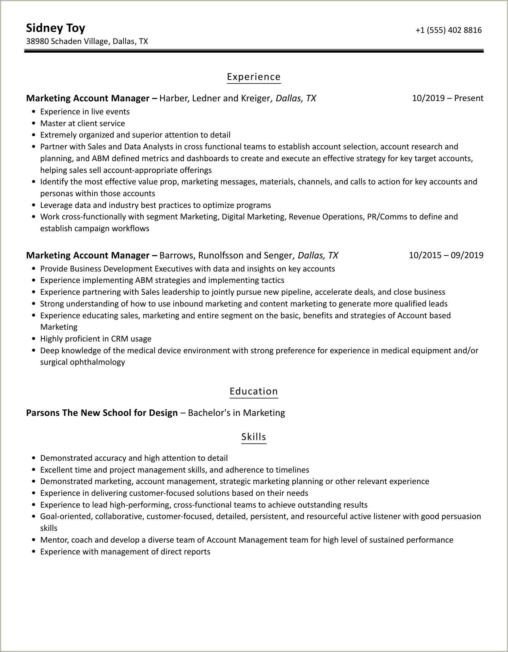 Advantage Fitness Key Account Manager Resume