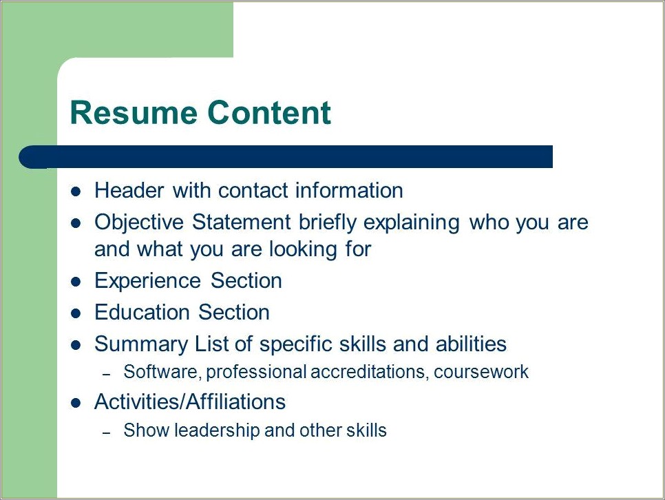 Affiliation And Skills Section On A Resume