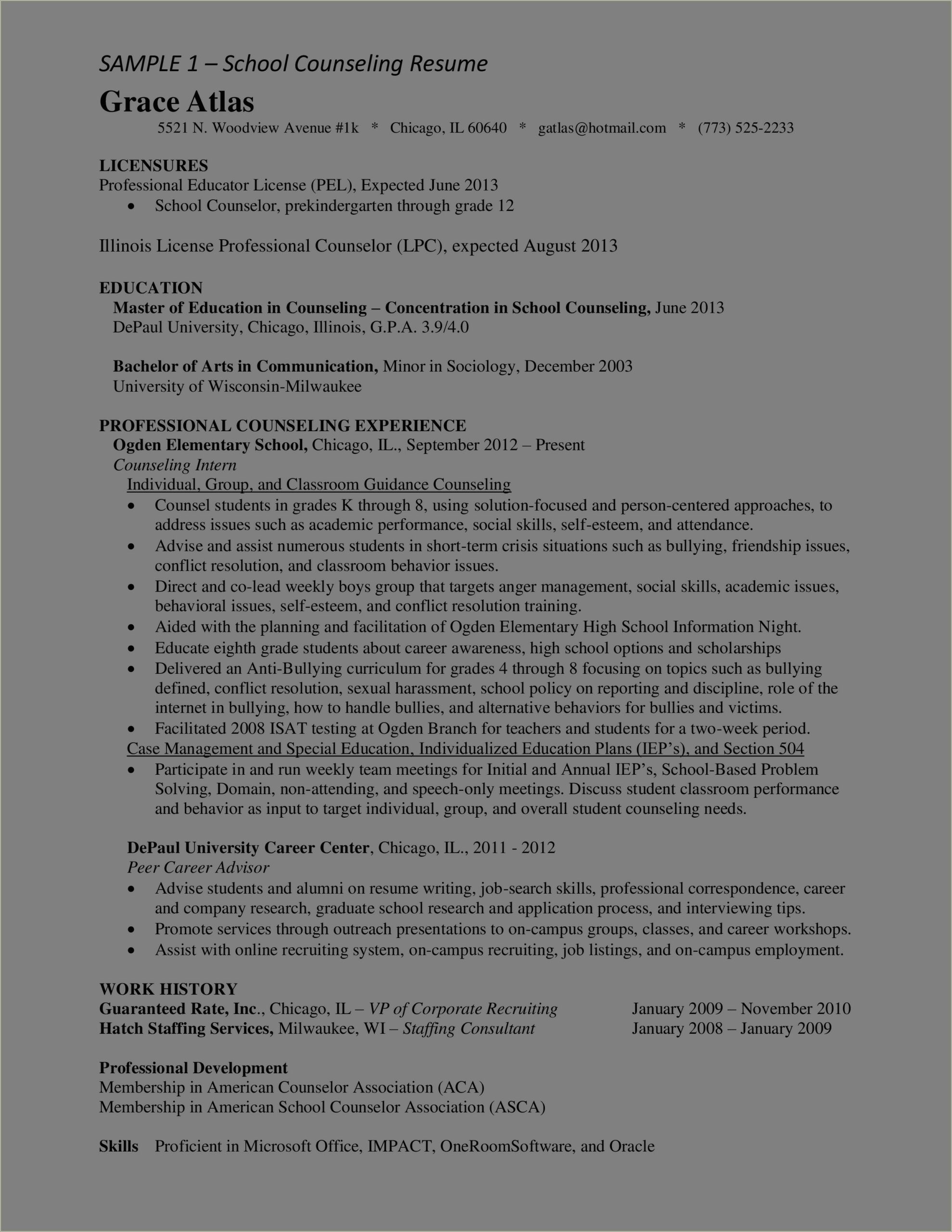 After School Counselor Job Description For Resume