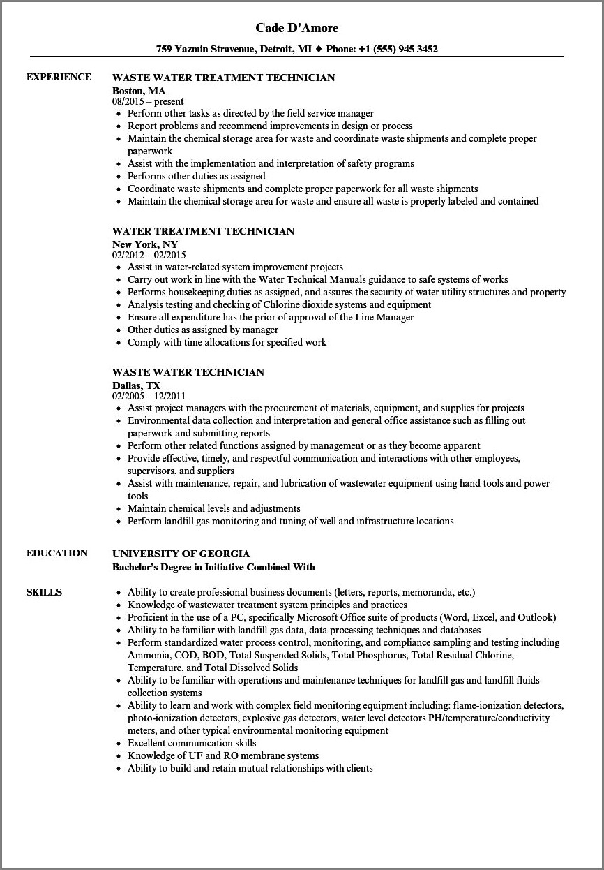 Alcohol Breath Analysis Tech Objective Resume No Experience