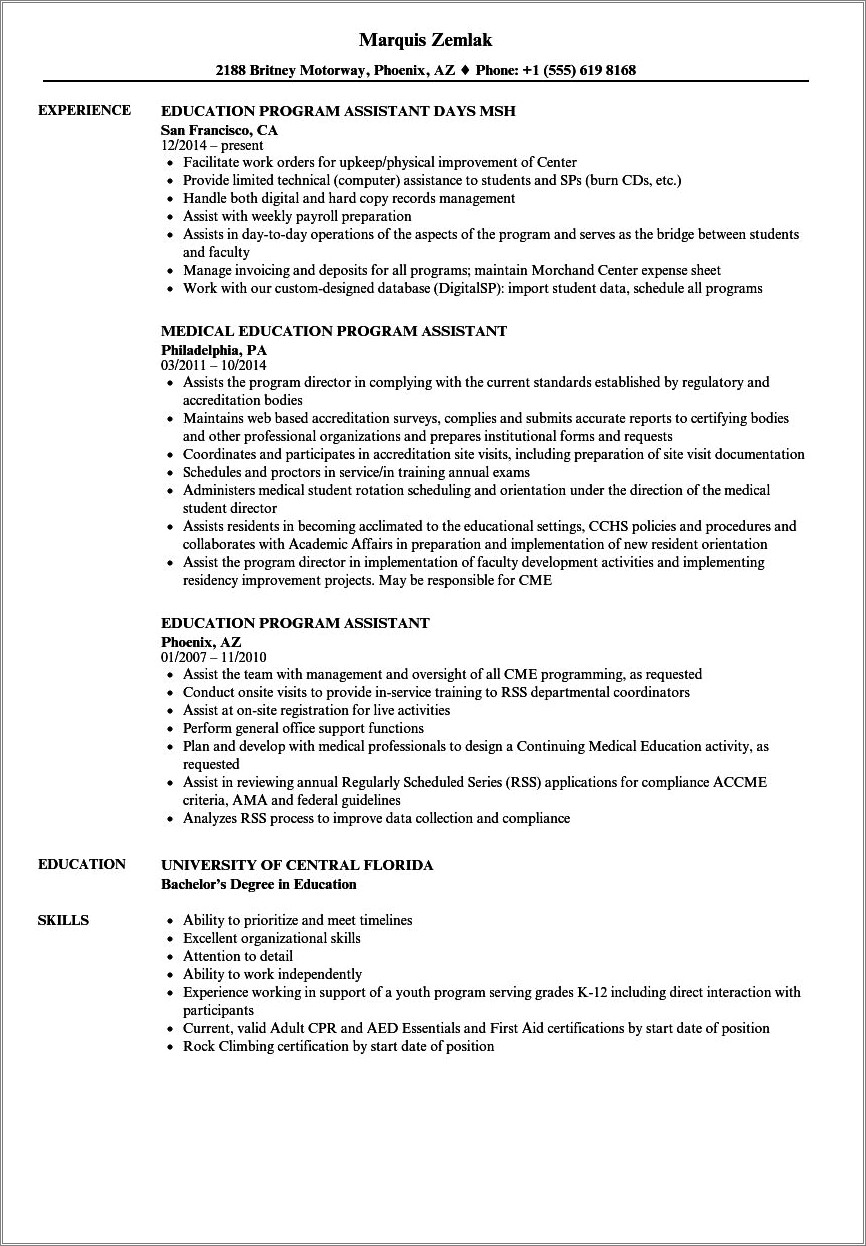 Amindinstiave Assistant Job Objective For Resume