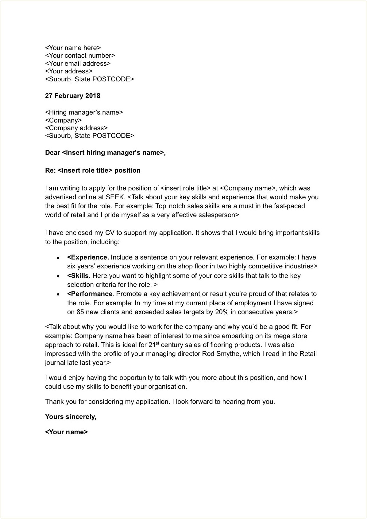 An Example Of A Cover Letter For Resume