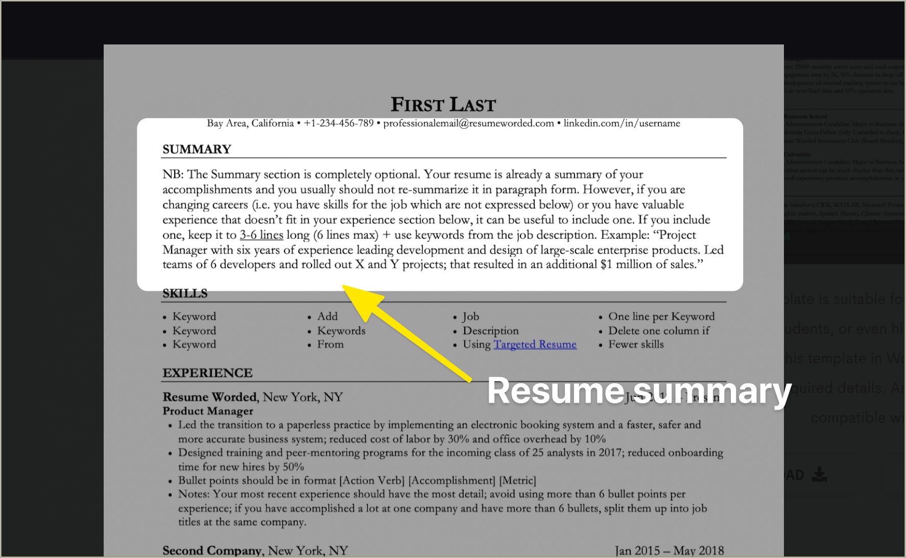 An Example Of A Resume Summary