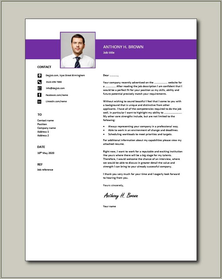 An Example Of Resume Cover Letter