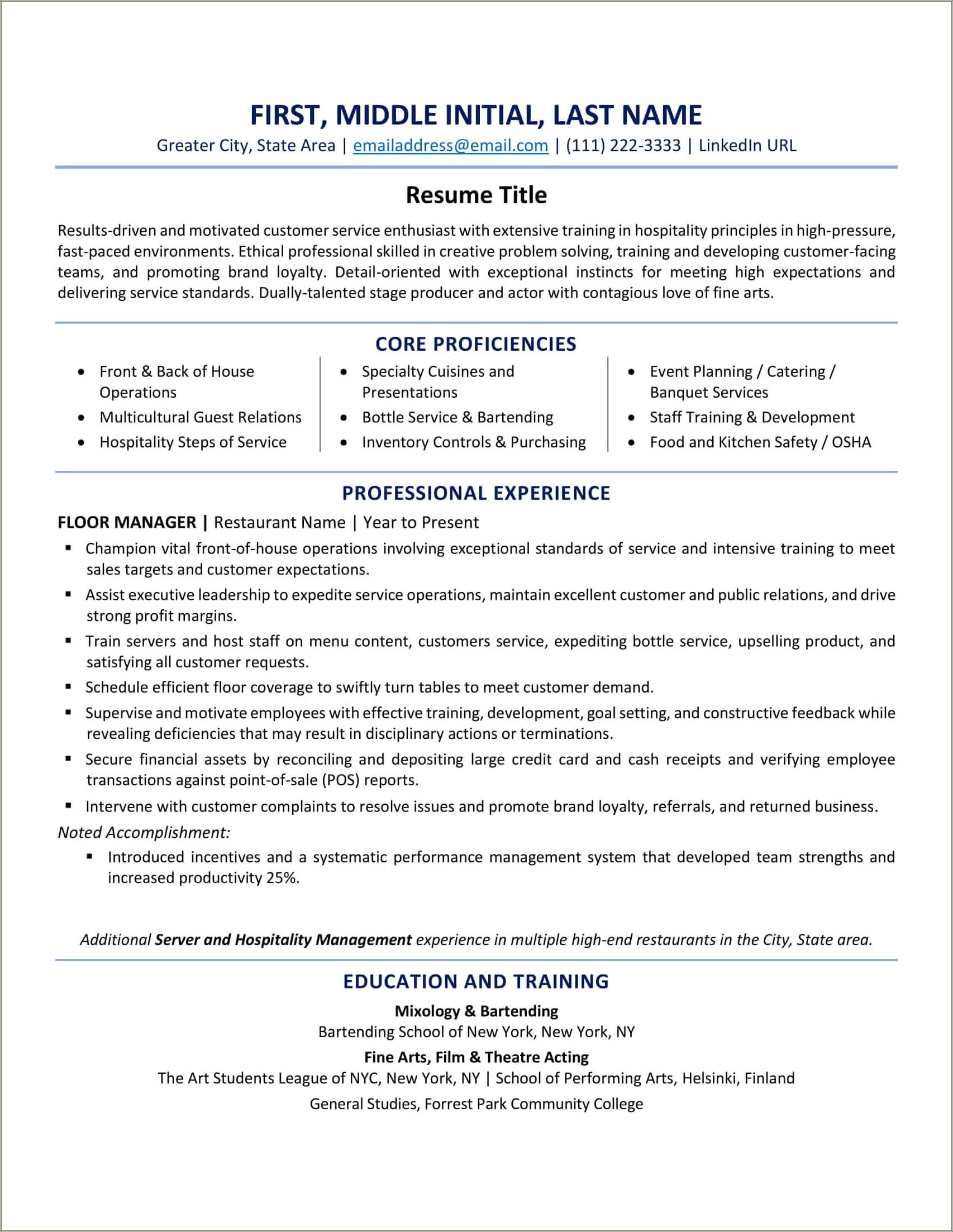An Examples For Additional On A Resume