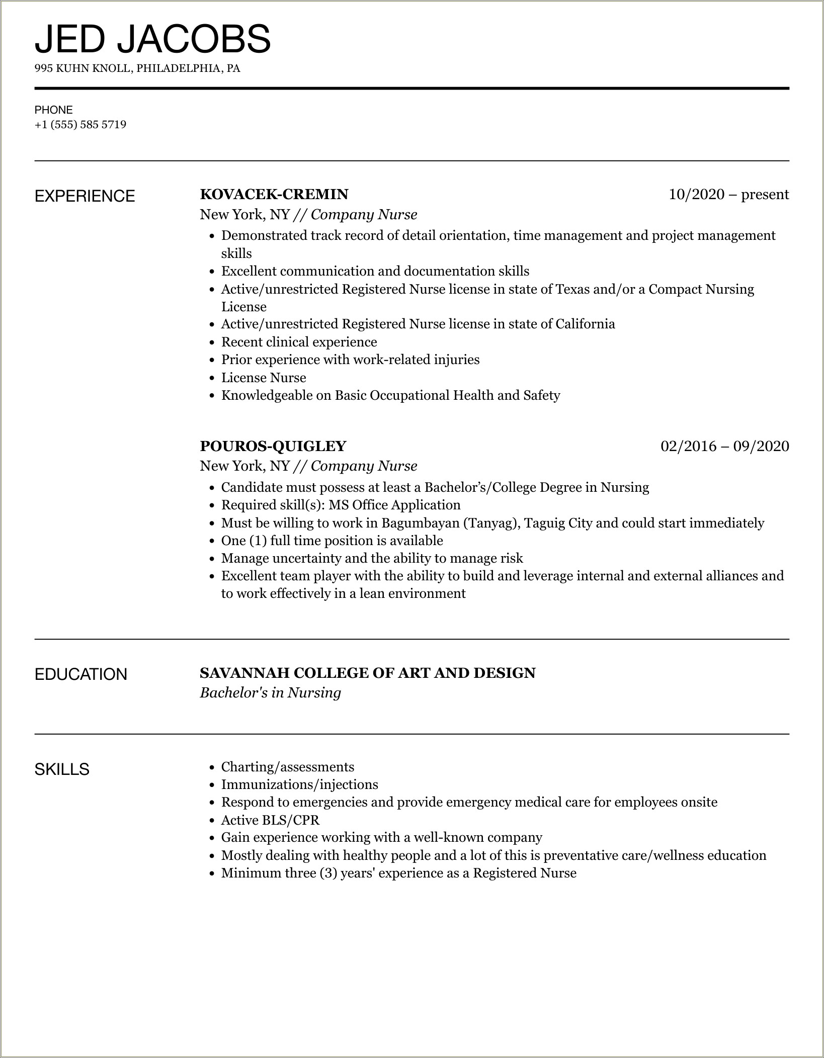 An Objective For A Nursing Resume