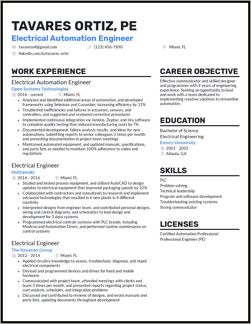 An Objective Of Plc Programming On Resume