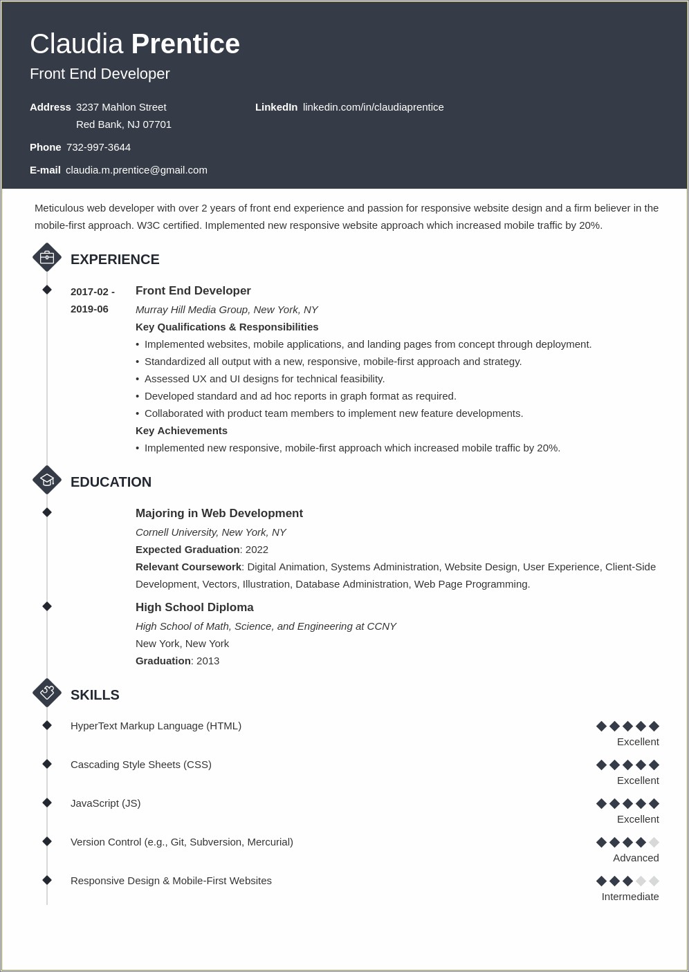 Angular Developer Resume 2 Years Experience