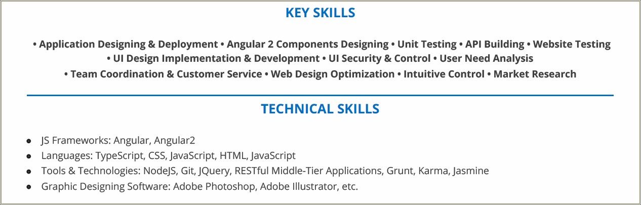 Angular2 4 Developer In Resume Sample