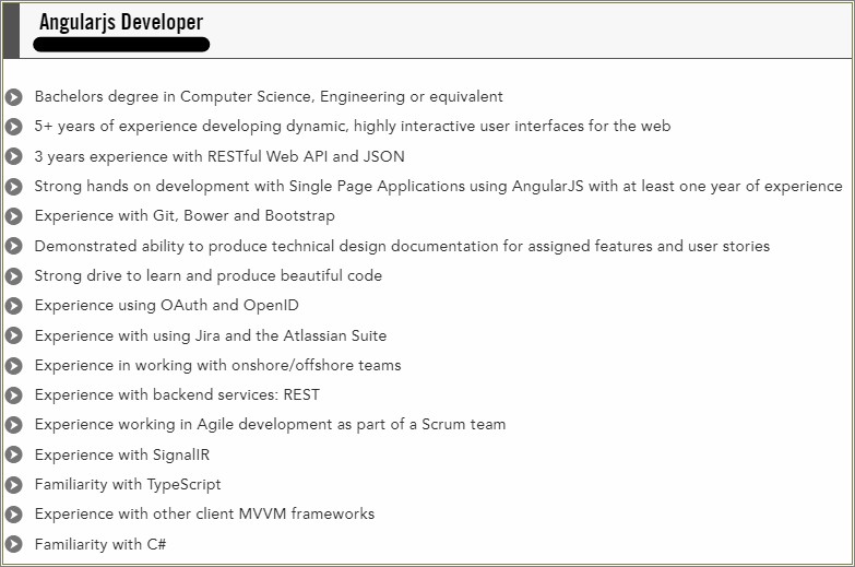 Angularjs Java Resume Samples With Projects Handled