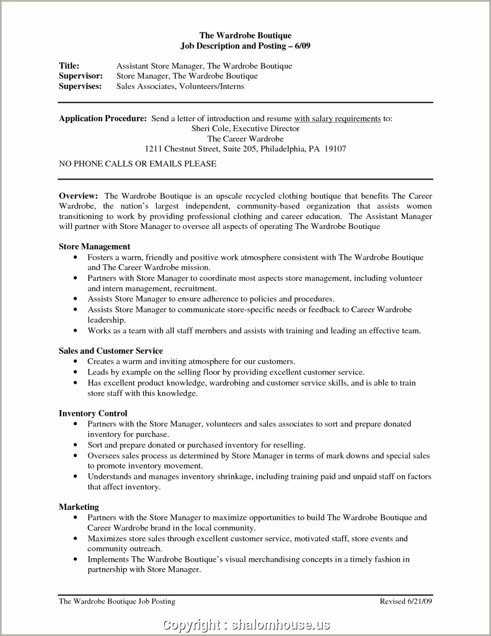 Apparel Store Owner Job Description For Resume