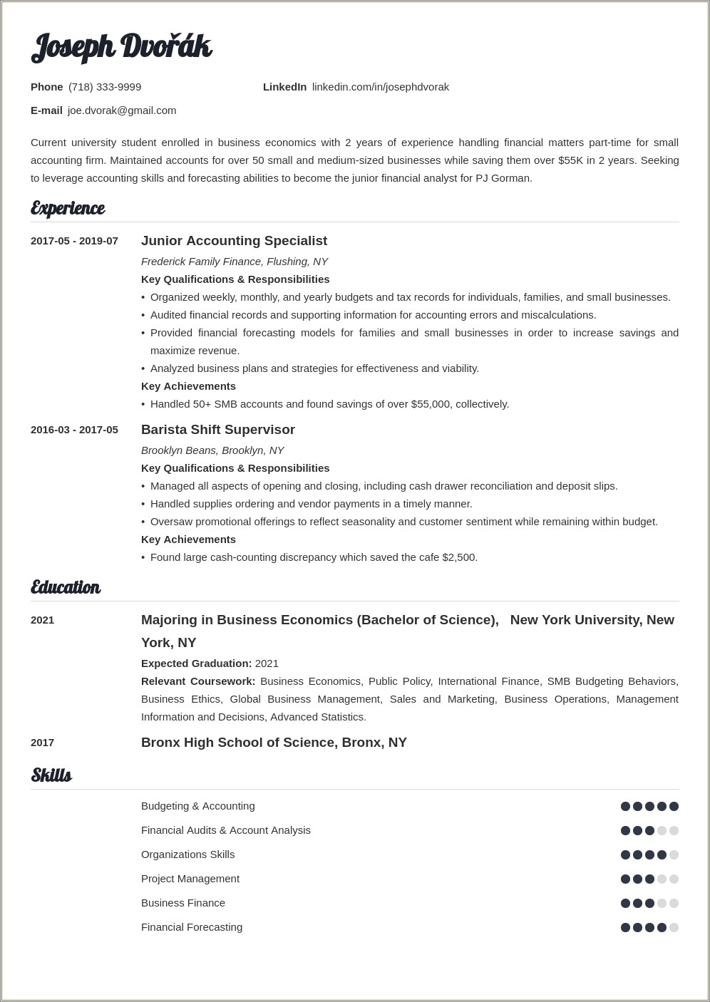 Application For Business School Resume Example