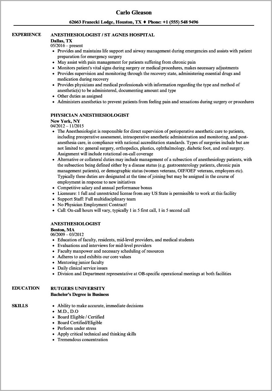 Applied For A Board Position Resume Sample