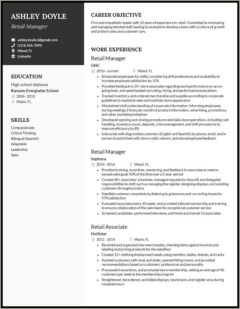 Appling For A Store Resume Examples