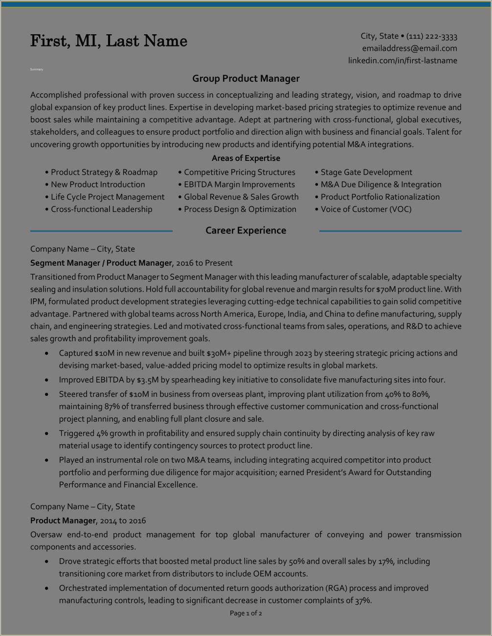 Apply For Professional Manager With Fm Resume