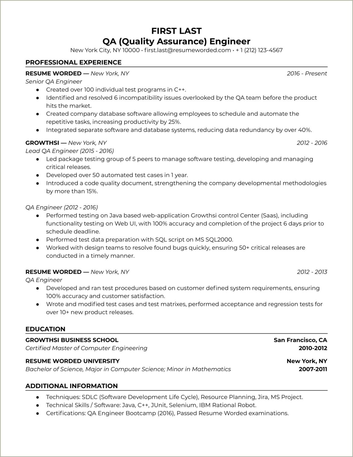 Applying For Qa No Experience Resume