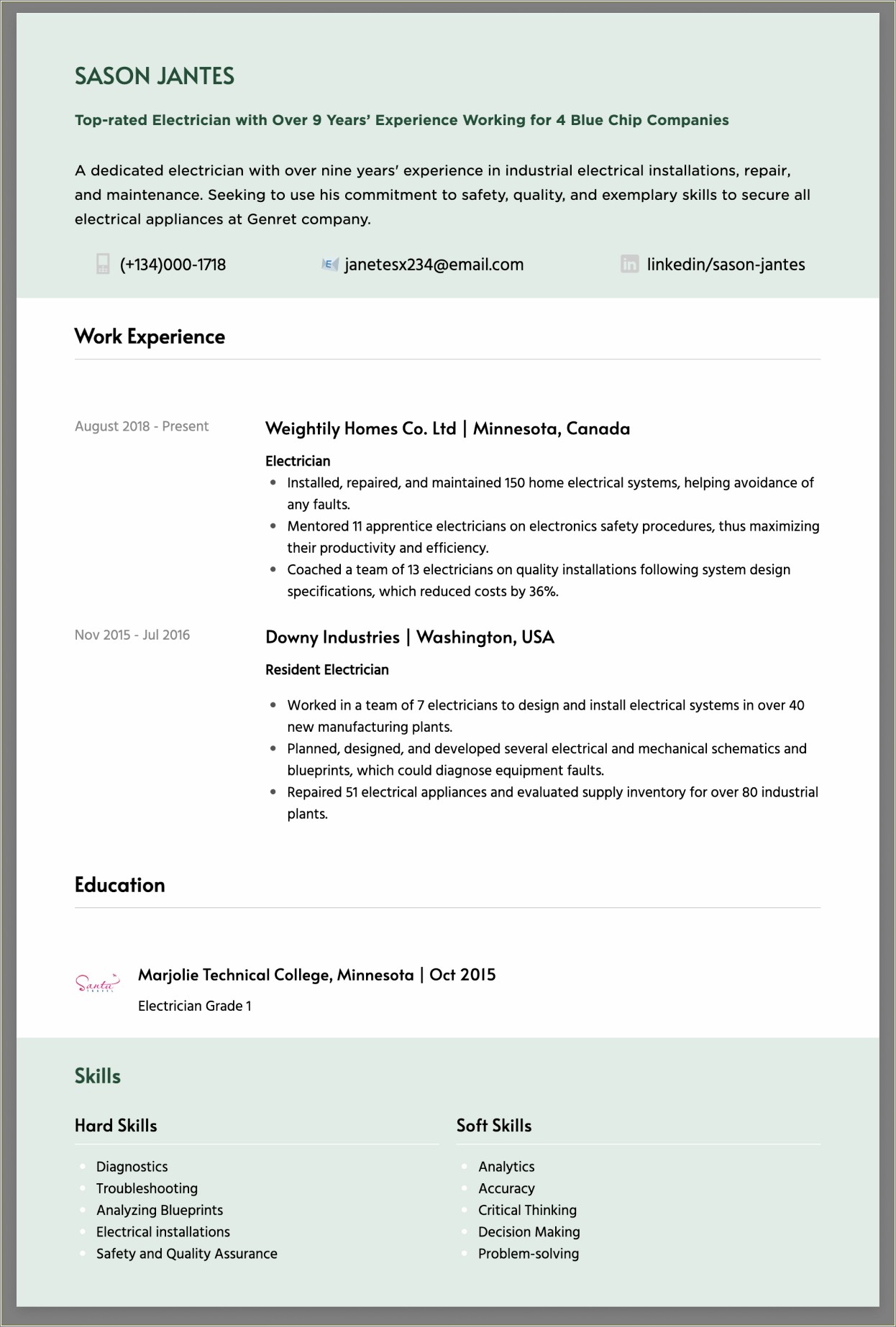 Apprentice Electrician Resume Sample With No Electrical Experience
