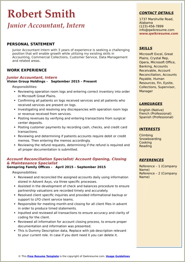 Ar Accountant Resume Example Managing Major Accounts